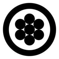 Egg of life Sacred geometry symbol seven circle 7 icon in circle round black color solid outline style vector