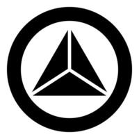 Pyramid shape triangle view from above Sacred geometry icon in circle round black color solid outline vector