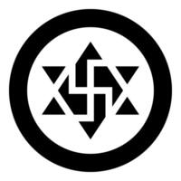 Raelism symbol David star of the galaxy Raeliteli icon in circle round black color vector