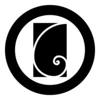 Golden ratio section Sacred geometry symbol ration proportions icon in circle round black color solid vector