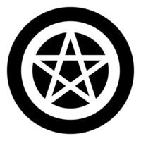 Pentakl Neopagan Wicca Pentacle Neo paganism sign five pointed star in circle inside round Pentagram magic symbol icon in circle round black color solid vector