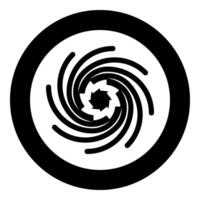 Gold spiral Sacred geometry symbol icon in circle round black color solid outline vector