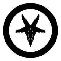 Head goat Symbol Satanism of Lavaeus Sigil of Baphomet sign icon in circle round black color solid outline style vector