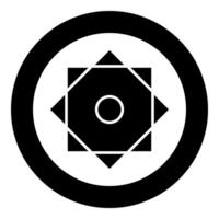 Symbol Rub el Hizb Islam Ramadan equilibrium of static dynamic Sacred geometry icon in circle round black color solid vector