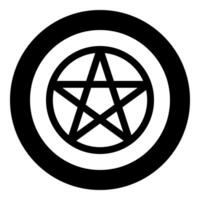 Pentakl Neopagan Wicca Pentacle Neo paganism sign five pointed star in circle inside round Pentagram magic symbol icon in circle round black color vector