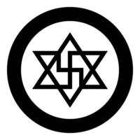 Raelism symbol David star of the galaxy Raeliteli icon in circle round black color solid outline vector