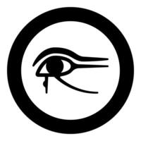 Eye god Horus Egyptian symbol mystical protective amulet of Pharaohs paganism Uadzhat sign Uadzhet icon in circle round black color solid outline style vector