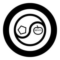 Sacred chao Cau chaos discordianism discordia symbol parody of religion icon in circle round black color solid outline style vector