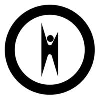 Symbol humanism strong person happy man icon in circle round black color solid outline style vector