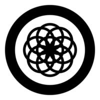 Flower of life Sacred geometry icon in circle round black color solid outline style vector