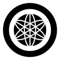 Equilibrium sacred geometry symbol icon in circle round black color solid outline vector