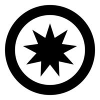 Six pointed star Bahaism Baha'i Bahai symbol unity and harmony between different religions cultures icon in circle round black color solid outline style vector