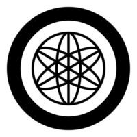 Equilibrium sacred geometry symbol icon in circle round black color solid vector