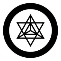 Star tetra Sacred geometry symbol icon in circle round black color solid outline style vector