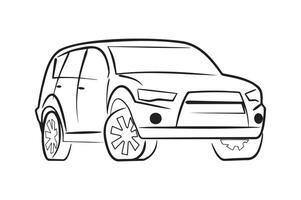 SUV Car Outline Drawing for Coloring and Design. vector