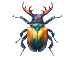vibrant stag beetle illustration with colorful patterns and intricate details, showcasing its unique features and striking appearance png