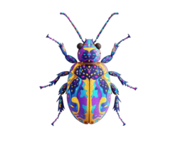 Colorful beetle with vibrant patterns and textures transparency background, showcasing its unique design and intricate details. This striking insect captures attention with its vivid colors and png