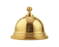 Golden bell with polished finish, perfect for service or decoration. This elegant bell adds touch of sophistication to any setting png