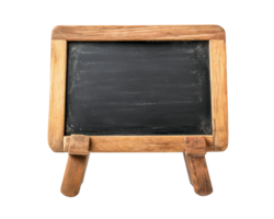 Mini chalkboard tabletop sign with wooden frame, perfect for displaying messages or menus. Ideal for cafes, events, or home decor png