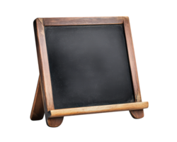 Mini chalkboard tabletop signage with wooden frame, perfect for displaying messages or menus. Ideal for cafes, events, or home decor png