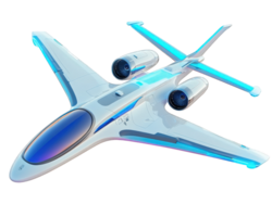 Futuristic airplane design with sleek lines and advanced technology, featuring dual engines and streamlined body. Ideal for showcasing innovation in aviation png