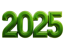 3D green text 2025 isolated on transparency background, symbolizing future and innovation. Perfect for projects related to technology and progress png