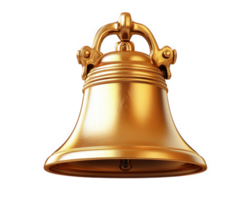 golden school bell isolated on transparency background, symbolizing education and learning. Its shiny surface reflects light, creating vibrant and inviting appearance png