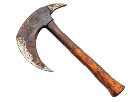 An old rusty axe on a black background png