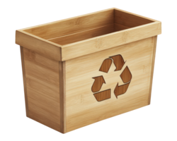 A wooden box with a recycle symbol on it png