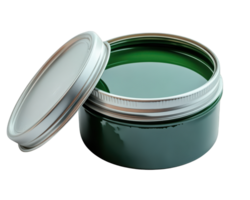 A jar of green paint with a lid png