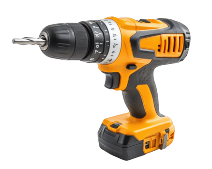 Cordless power drill with adjustable torque settings, ideal for modern construction tasks. This versatile tool enhances efficiency and precision in various projects png