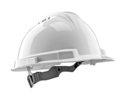 construction hard hat white color, designed for safety and protection job sites. This durable helmet is essential for workers various industries, ensuring compliance with safety regulations png