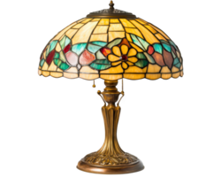 vintage table lamp with stained glass shade featuring colorful floral designs, perfect for adding warm ambiance to any room png