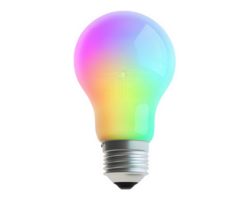 A light bulb with rainbow colors on it png
