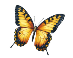 vibrant butterfly with orange and black wings, showcasing intricate patterns and details, isolated on transparency background png