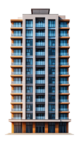 Modern residential building with multiple floors and balconies, featuring sleek design and large windows. structure combines contemporary architecture with welcoming facade png