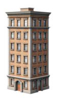 detailed illustration of classic brick building with multiple windows and distinct architectural style. structure features sturdy facade and welcoming entrance, perfect for urban settings png