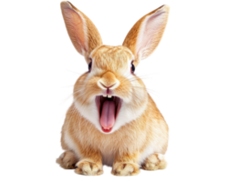 funny rabbit with wide open mouth, isolated on transparency background, showcasing its playful and humorous expression png