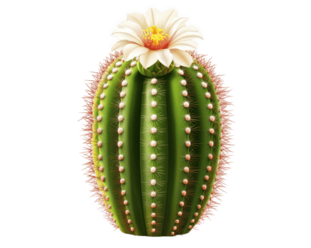 annullare cactus con bellissimo fiore isolato su trasparenza sfondo, in mostra suo vivace verde colore e distinto spine, Perfetto per aggiungendo toccare di natura per qualunque design png