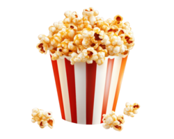 Popcorn in a striped bucket on a black background png