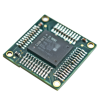 Closeup of a microchip on a circuit board technology detail electronics engineering png