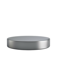 A single, cylindrical, metallic platform isolated on white background, perfect for product display or minimalist design png