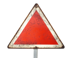 A red triangle sign with a white triangle on it png