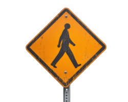 A pedestrian crossing sign with a black background png