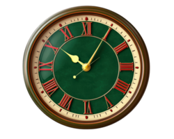 A clock with roman numerals on a green background png