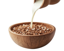 Milk pouring into bowl of cereal png