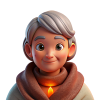 wonderful vintage Portrait of an elderly woman with a kind face and twinkling eyes, wrapped in a warm shawl, lit by a fireplace glow, in a cozy, realistic style original png