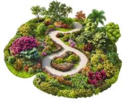 A garden with a winding path through it png