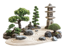 A small garden with rocks and trees png