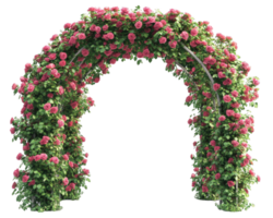 A pink archway with flowers growing on it png